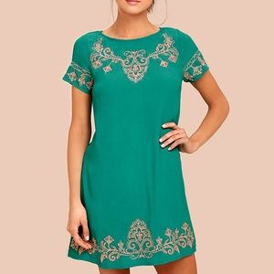 LULUS EMBROIDERED SHIFT DRESS